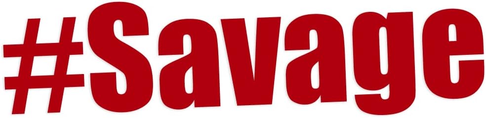 Hashtag Savage #Savage Bold Text - Vinyl Decal for Outdoor Use on Cars, ATV, Boats, Windows and More - Red 6 Inches Wide