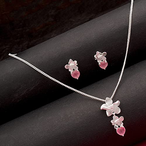 Floral Pendant Set with Paradise Plated Finish