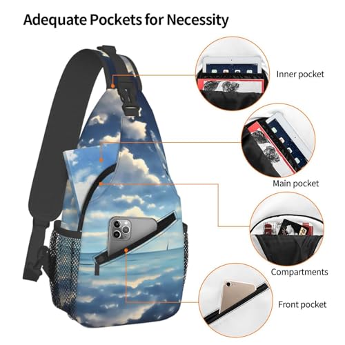 Cross Chest Bag Diagonally - Quality, Durable, and Spacious Shoulder Bag for Men and Women White clouds over the sea Prints3