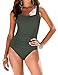 Produktbild coastal rose Women's Tummy Control Swimsuit One Piece Ruched Swimwear Monokini US16 Army Green