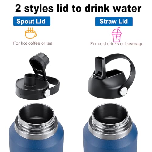 Image of 40oz Water Bottles Insulated with Straw,Leak Proof Water Bottles Fit in Car Cup Holder,Mens Water Bottle Stainless Steel for Gym,Hiking,Travel,Sport,Bpa free