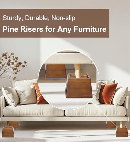 Lufia Wood Bed Risers 3 Inch, Premium Pine Furniture Risers thumb #2