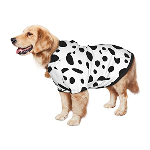 Cute Dalmatian Print Dog Hoodies，Dog Clothes With Pocket And Hat Winter Clothes Sweaters For Medium Large Dogs Girl Boy Pets' Clothes Outfits #TOP2