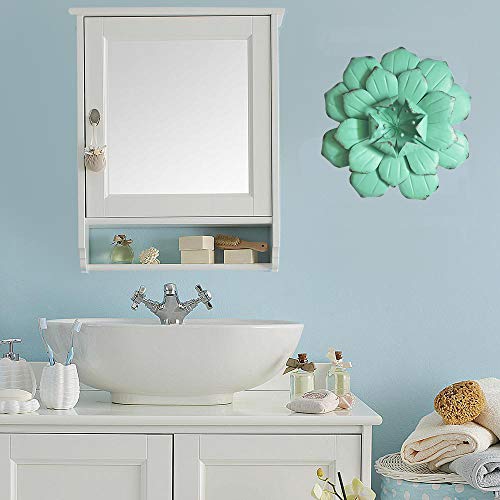 GIFTME 5 Turquoise Flower Metal Wall Decoration for Living Room(13X2.5 inch)