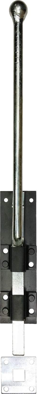 Forge Hardware Studio Black & Silver Dh™ 18" Inch - 457Mm Monkey Tail Drop Down Garage Door Bolt & Square Keep
