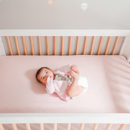 Newton Baby Organic Fitted Crib Sheets (2-Pack) - 100% Breathable And Ultra-Soft, 100% Organic Muslin Cotton, Sunrise Pink + White, Fits All Standard Cribs #TOP1