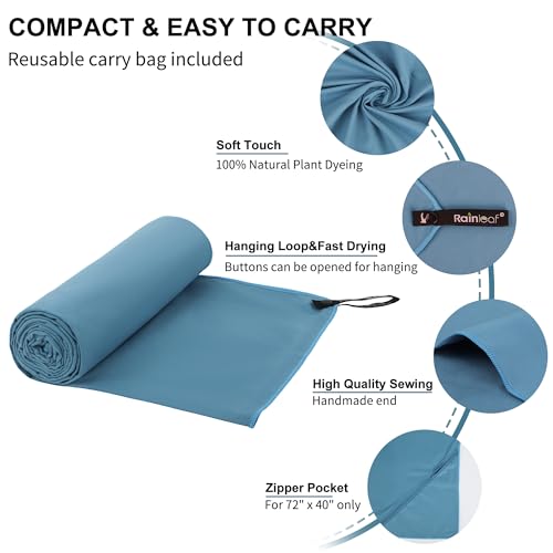 Rainleaf Microfiber Towel Perfect Travel & Gym & Camping Towel. Quick Dry - Super Absorbent - Ultra Compact - Lightweight. Suitable for Trip, Beach, Shower, Backpacking, Pool - Image 4