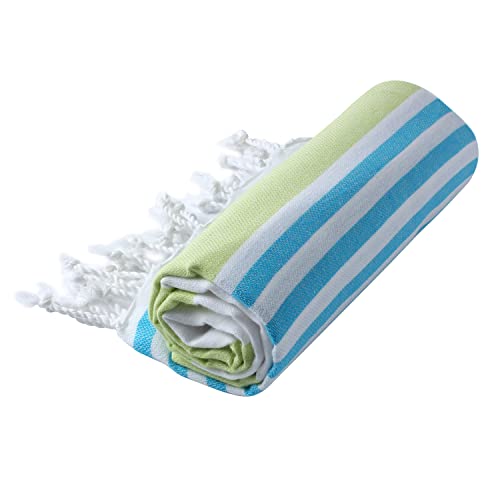 Cacala Turkish Beach Bath Towels Extra Large Blanket Peshtemal Highly Absorbent Quick And Easy Dry Soft And Comfortable For Shower, Spa, Pool, Gym And Yoga 100% Cotton Marina Series, 37" X 70" #TOP2