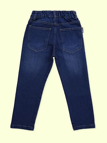 Image of KiddoPanti Boys Regular Fit Denim Pant | Stretch Poly Cotton Denim | Regular Fit Full Length Pant | Back Elasticated & Button with Zip Open Fly