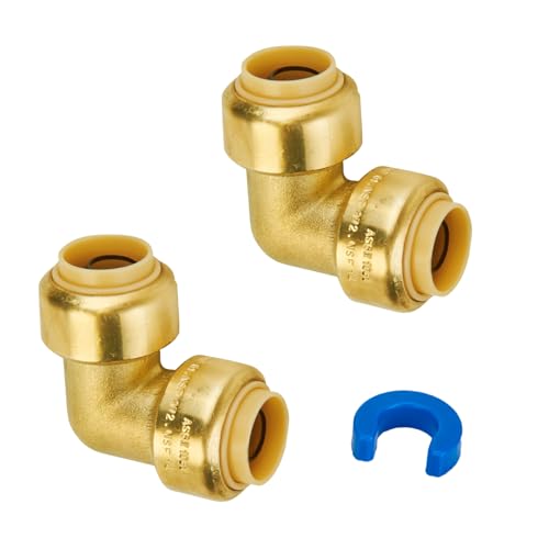 Image of SUNGATOR 1 /2 Inch 90 Degree Elbow, Push to Connect Pipe Fittings, 2-Pack