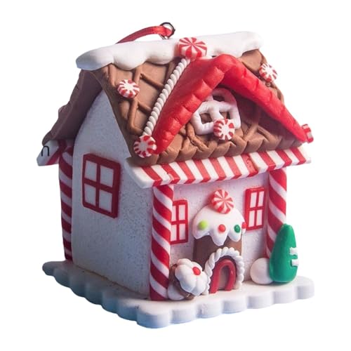 HiaiLouse ジンジャーブレッドハウスオーナメント吊り下げペンダントクリスマスツリー装飾ロープ付きチャームパーティー用品壁窓ホームデコレーション新奇デザイン子供部屋に適用, 5.5cm×6cm×6.8cm