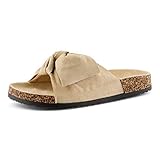  Fusskleidung Damen Zehentrenner Pantoletten Sandalen Sandaletten Schleifen Schlappen Beige EU 37