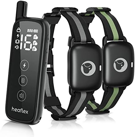 Heaflex Dog Shock Collar with Remote, Dog Training Collar for Small Medium Large Dogs, Electronic Dog Collar Rechargeable with Shock Mode, 3 Safe Training Modes, Range up to 1640ft, for 2 dogs (Black)