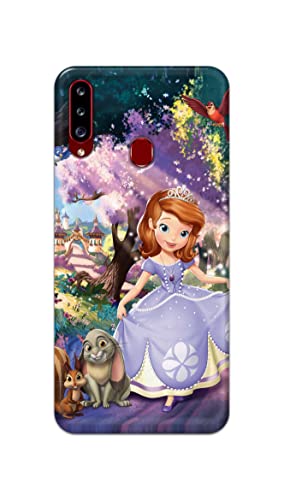 Image of PRINTFIDAA Cartoon Little Girl with Crown and Pet Animals Printed Designer Hard Case for Samsung Galaxy A20s, SM-A207F / DS, SM-A207M / DS, SM-A2070 Back Cover -(e) RPM1008