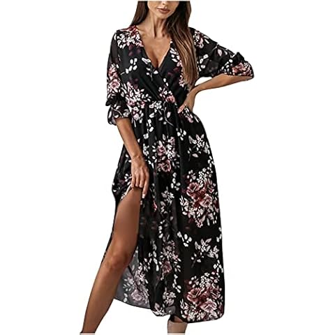 Vestido de Gasa Floral con Volantes y Abertura Cover