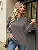 CMTOP Women's Jumpers Long Sleeve Tops Ladies Lightweight Elegant Knit Jumper Autumn Winter Casual Crew Neck Loose Sweater Pullover Sweatshirts (Grey, XXL) #2