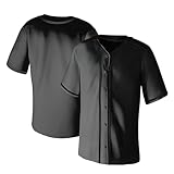 Aizqaoalk Blank Baseball Jerseys for Men Shirts Short Sleeve Hip Hop Sports Casual Button Down Uniforms Hip Pop