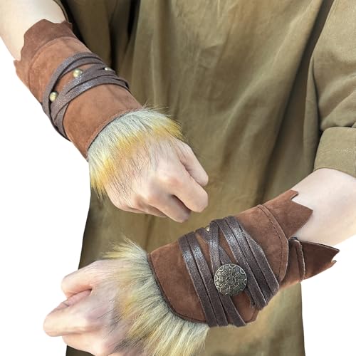 HiiFeuer Medieval Suede Arm Wraps, Renaissance Artificial
