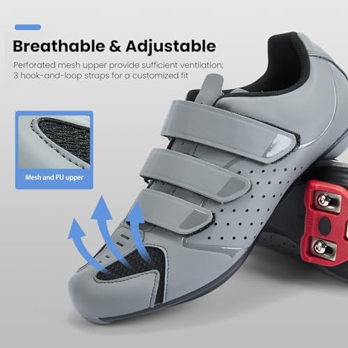 Mens Cycling Shoes for Peloton Size 7 to 15 - Compatible with 2 Bolt SPD Clips Indoor Cycling Spin Shoes with 3 Bolt Look Delta - for Indoor Outdoor Road Bike Riding3