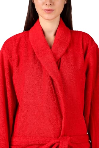 Image of Men's /Women Bath Robe Full Sleeve Cotton Bathrobe | Soft, Light, Compact & Highly Water Absorbent - Suitable for Birthday /Anniversary /Diwali /Couple /wedding Gift | 250 GSM |Red
