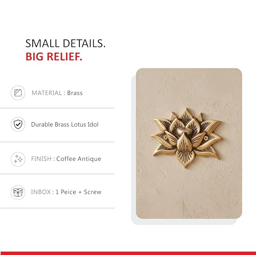 Image of Antique Brass Finish Kamal /Lotus Shape Door Hanging | Decorative Wall & Door Accent for Home Entrance | Traditional Indian Door Decor | Pooja Room, Main Door, Temple & Festive Decoration