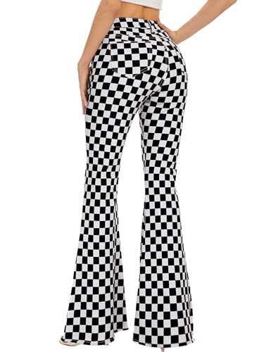 Bell Bottom Jeans for Women High Waisted Stretch Plaid Flare Jeans Denim Bootcut Pants3