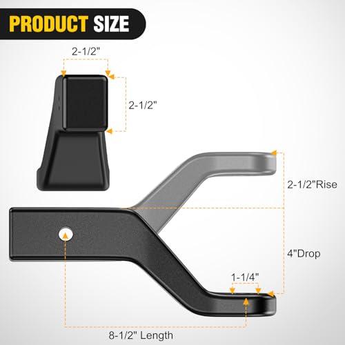 Image of Nilight Trailer Hitch Ball Mount with 5 /8 inch Hitch Pin Clip Fits 2-1 /2 Inch Receiver Square 15000 lbs 4 inch Drop, 2-1 /2 inch Rise, 1-1 /4-Inch Hole, Gloss Black Powder Coat