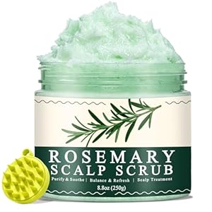 Scalp Scrub,Scalp Exfoliator with Rosemary & Mint,Hair Treatment for Itchy Scalp, Dandruff & Buildup Removal, Clarifying Scrub Shampoo with Scalp Massager for Detox & Nourishment/8.8oz
