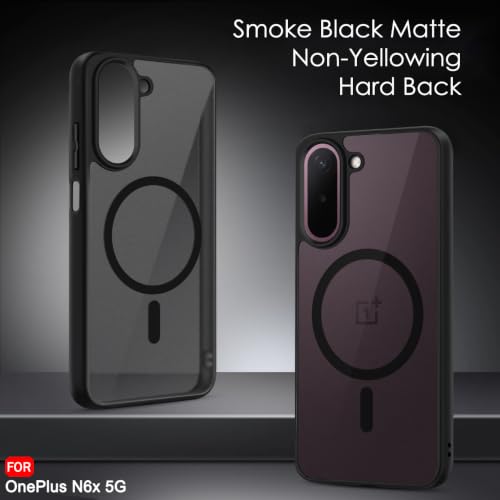 Image of TheGiftKart Hybrid Shockproof Back Cover Case for OnePlus N6X 5G Compatible with MagSafe | Camera Protection Module | Hard Cover for OnePlus N6X (PC & TPU, Translucent Smoke Matte Back, Black Sides)