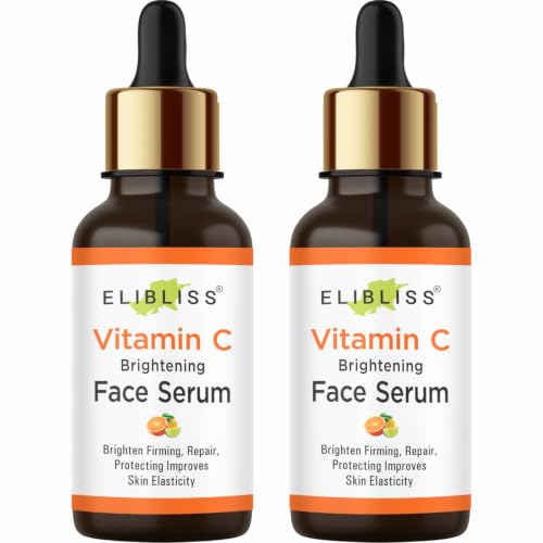 Image of Elibliss Vitamin C Face Serum | Brightening Serum for Dark Spots, Dull Skin & Uneven Skin Tone | Helps Repair Skin, Improve Elasticity & Hydration | Daily Use for Men & Women 30ml x 2
