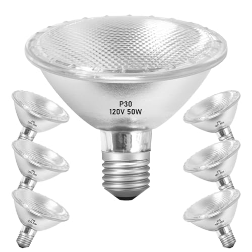 Jaenmsa Par30 Halogen Light Bulbs 50W 120V, Short Neck Par30 Flood Light Bulbs,Dimmable 2700K Warm White, 6Pcs Halogen Bulbs E26 Base for 5-6in Recessed/Ceiling Cans/Accent/Tracking Lighting by Jaenmsa - Used condition - US$18.68