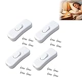 4 Stück Wippschalter Inline Schalter 2A 250V, Kippschalter – Kabelschalter für 2- und 3-adrige Zuleitungen – Ideal für Lampen, Tischleuchten und Kleingeräte (Weiß)