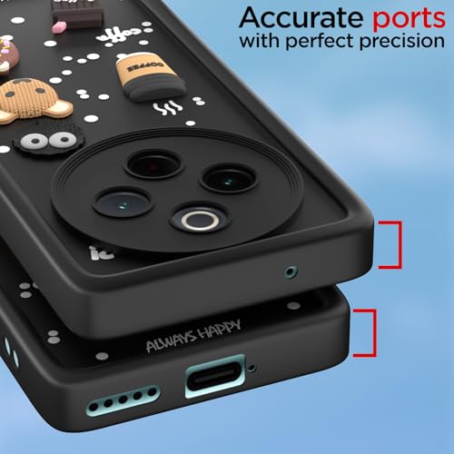 Image of Pikkme Back Cover for Vivo T4 5G / iQoo Z10 5G | Cute Fun Cartoon 3D Bear Silicone Full Body Protection Bumper Case (Black)