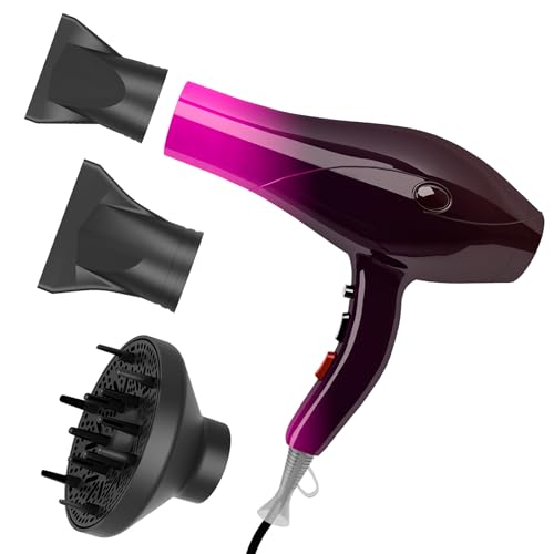 Jooayou - Secador de pelo profesional de 3000 W, secador de pelo iónico, potente AC motor 3 niveles de temperatura, 2 velocidades, potente secador de pelo adecuado para el hogar y el salón (Negro)