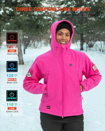 The Best Heated Jackets for Women Over 50: Rechargeable Warmth Without the Bulk 3 DEWBU Heated Jacket for Women with 12V Battery Pack Winter Outdoor Soft Shell Electric Heating Coat, Women's Rose Red, L