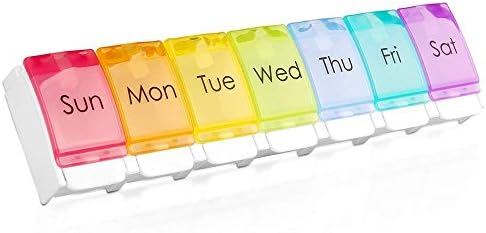 Pill Organizer, Weekly Pill Box Case (7-Day) BPA Free with Easy Open Design and Large Capacity to Hold Vitamins/Fish Oil/Supplements and Medication