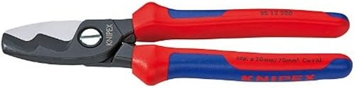 KNIPEX Tijeras de cable, bordes de corte doble, rojo y azul