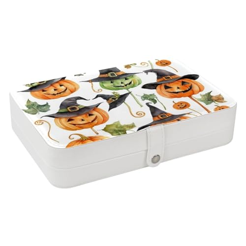 Conjunto de iconos de Halloween con pintura de acuarela de alta gama, exquisita caja organizadora de joyas, compartimentos pequeños extraíbles y ajustables para anillos, aretes, collares, pulseras