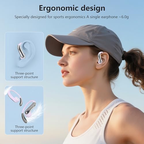Image of Open Ear Bone Conduction Headphones,Over Ear Earbuds with Ergonomic Earhook,Bluetooth Headphones 5.4 with Smart Digital Display,50H Playtime,IPX7 Waterproof,Touch Control Operate Fit Cycling Running