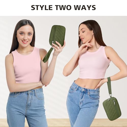 Small Wristlet Wallets for Women Quilted Nylon Wallet Purse RFID 3 Zipper Clutch for Travel Card Phone Organizer2