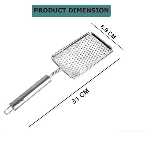 Image of SIGNAMIO Stainless Steel Kadukas Cheese Grater and Vegetable Shredder for Kitchen, Efficient Ginger Garlic Crusher with Protective Cover, Ideal Carrot and Ginger Slicer - Flat Design