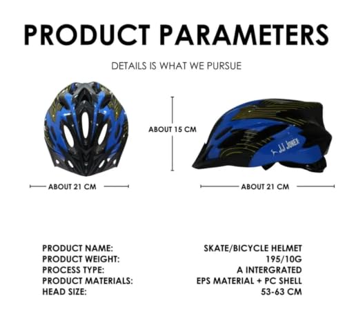 Image of JJ Jonex Adjustable Cycling & Skating Helmet with Detachable Visor | Light Weight | Adjustable Strap with Comfortable Chin Padding | Ideal for Men, Women & Kids (Blue-Black, Medium)