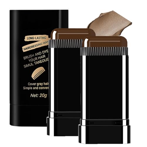 2-in-1 Hair Color Stick & Comb, Long-Lasting Waterproof Color,Sweat-Proof, Quick Root Touch-Up, Coloring Tool – For Women & Men (Brownish Black-2PCS)