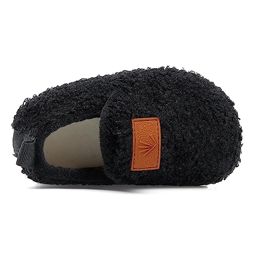 Lisdwde Boys Girls Warm Slippers Kids Winter Indoor Household Shoes Black 5.5-6 Toddler=Eu22-23 #TOP2