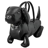 Lyuxhetaokdiq Women PU Leather Unique Novelty Dog Shaped Crossbody Shoulder Bag Handbag Purse, Black 1