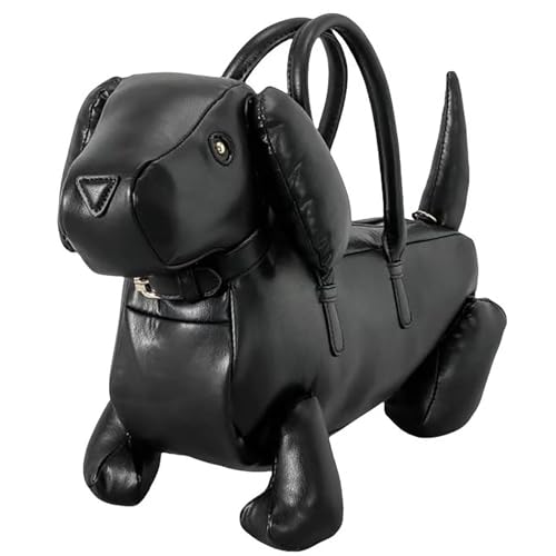 Lyuxhetaokdiq Women PU Leather Unique Novelty Dog Shaped Crossbody Shoulder Bag Handbag Purse, Black 1