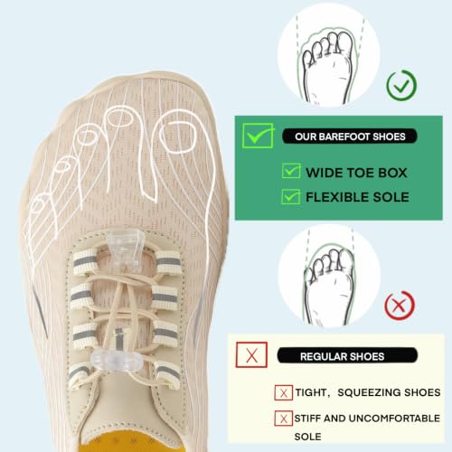 Image of Hike Barefoot Shoes for Women Men with Wide Toe Box, Healthy & Non-Slip Breathable Barefoot Water Shoes Beach Pool Aqua Swim Surf Hiking Walking Shoes