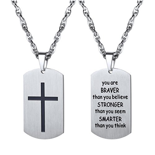 PROSTEEL Cross Necklace for Men Women, 316L Stainless Steel Dog Tag Cross/Dog Tags Military, Jesus Crucifix, Snake Cross, Black/Gold/Silver/Rose Gold/Blue Tone Cross Pendant, Come with Box 2