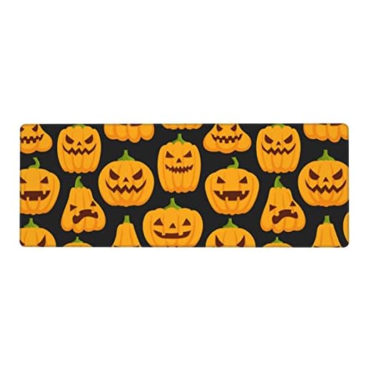 Halloween pumpa mönster tryck 80 x 30 cm stor utökad musmatta, stort tangentbord musmatta skrivbordsmatta.