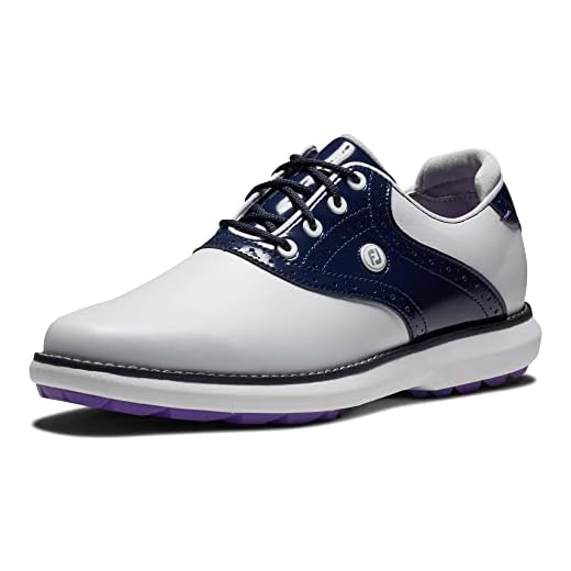 FootJoy Womens Fj Traditions Golf Shoe, White Navy Purple, 5 UK EU